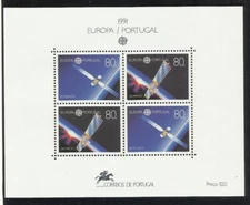Portugal 1991 - Europa Portugal Space - Olympus I, Eutelsat II stamps S/S MNH