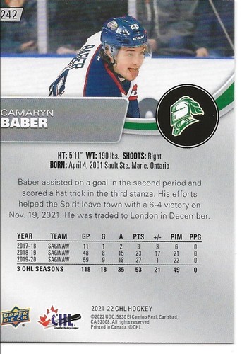 2021-22 Upper Deck CHL Hockey Base "You Pick from list #1-#250" - Picture 486 of 502