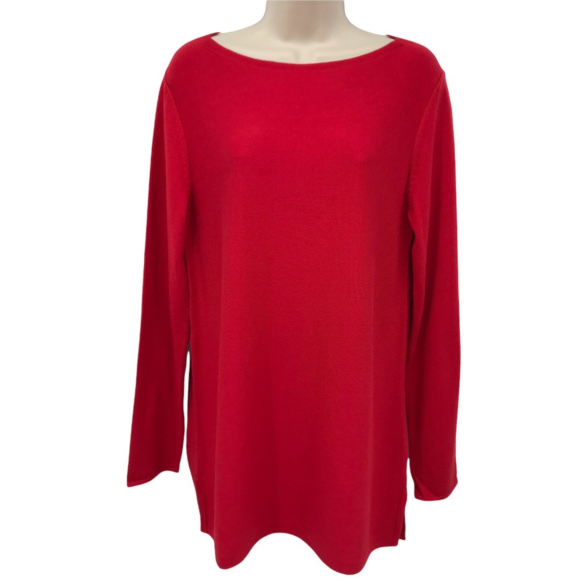 Crew Neck Tunic Red Tunic Cozy Tunic Sweater J JILL TUNIC SWEATER