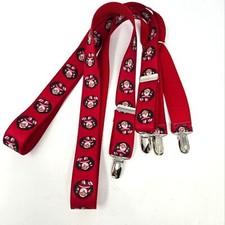 VINTAGE RED SANTA CLAUS CHRISTMAS STRETCH SUSPENDERS ADJUSTABLE UNISEX GERMANY