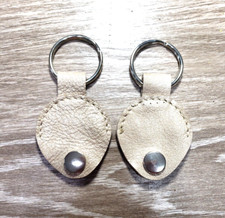 Lot of 2 Handmade Reclaimed Gold Leather Quater/ Guitar Pick Holder Keychain