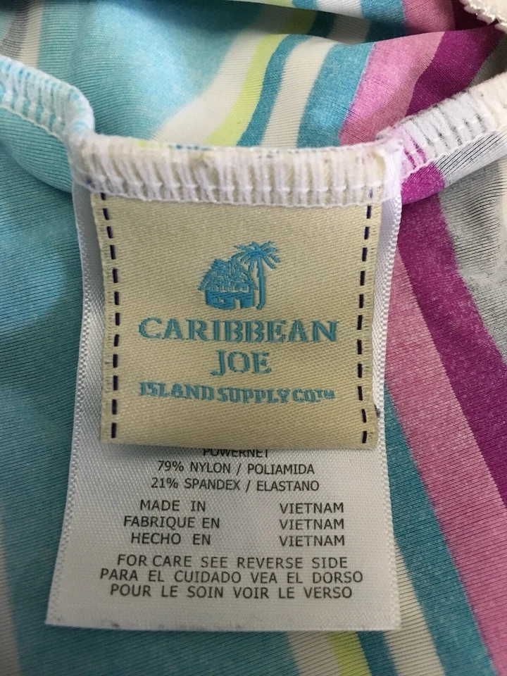 Traje de baño Carribean Joe Tankini Top 8 para mujer a rayas multicolores Foto 4 de 4