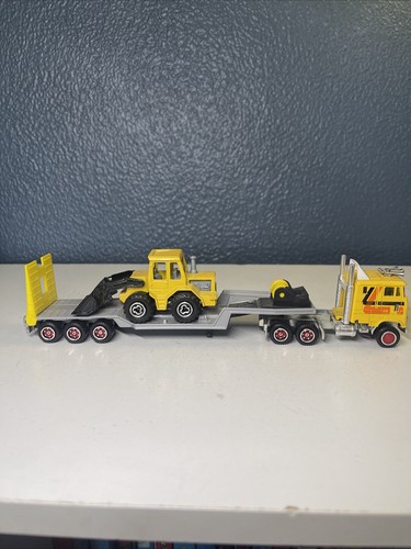 Majorette SUPER MOVERS 600 Series Semi Truck Lowboy & Loader 1:87 France Yellow - Picture 15 of 16