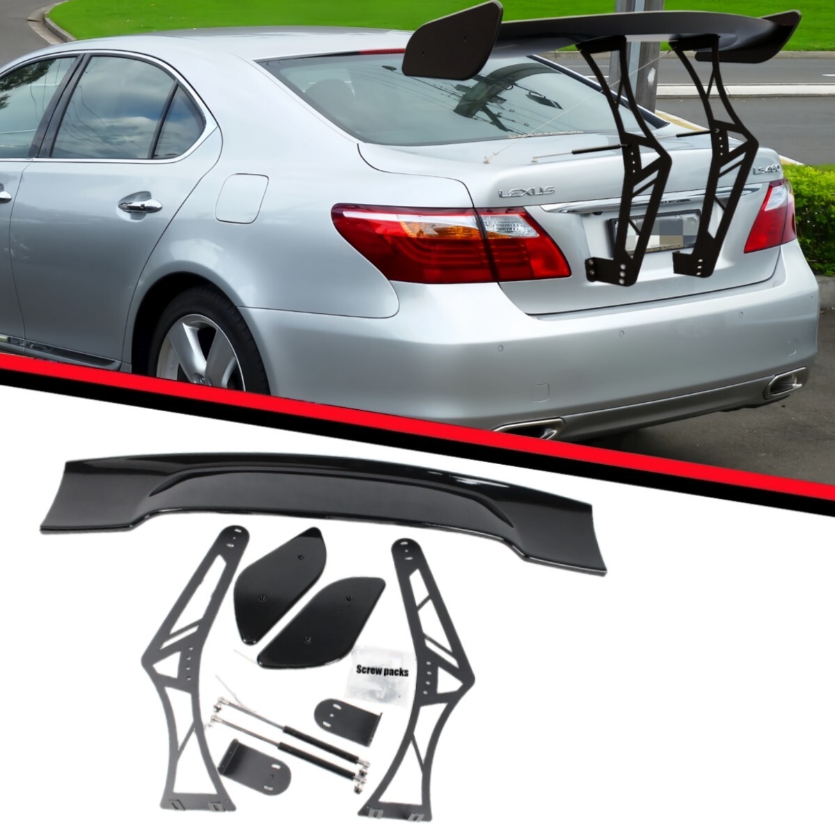FOR 07-12 LEXUS LS460 ADJUSTABLE GT RACING SPOILER WING TRUNK