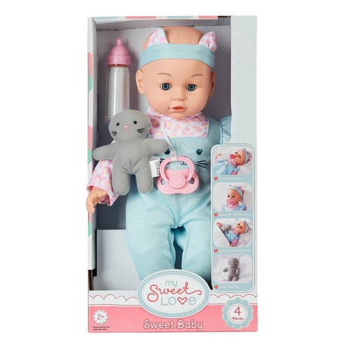 NEW My Sweet Love Sweet Baby Doll Set, 4 Pieces- Doll, bottle, kitty & pacifier - Picture 3 of 4