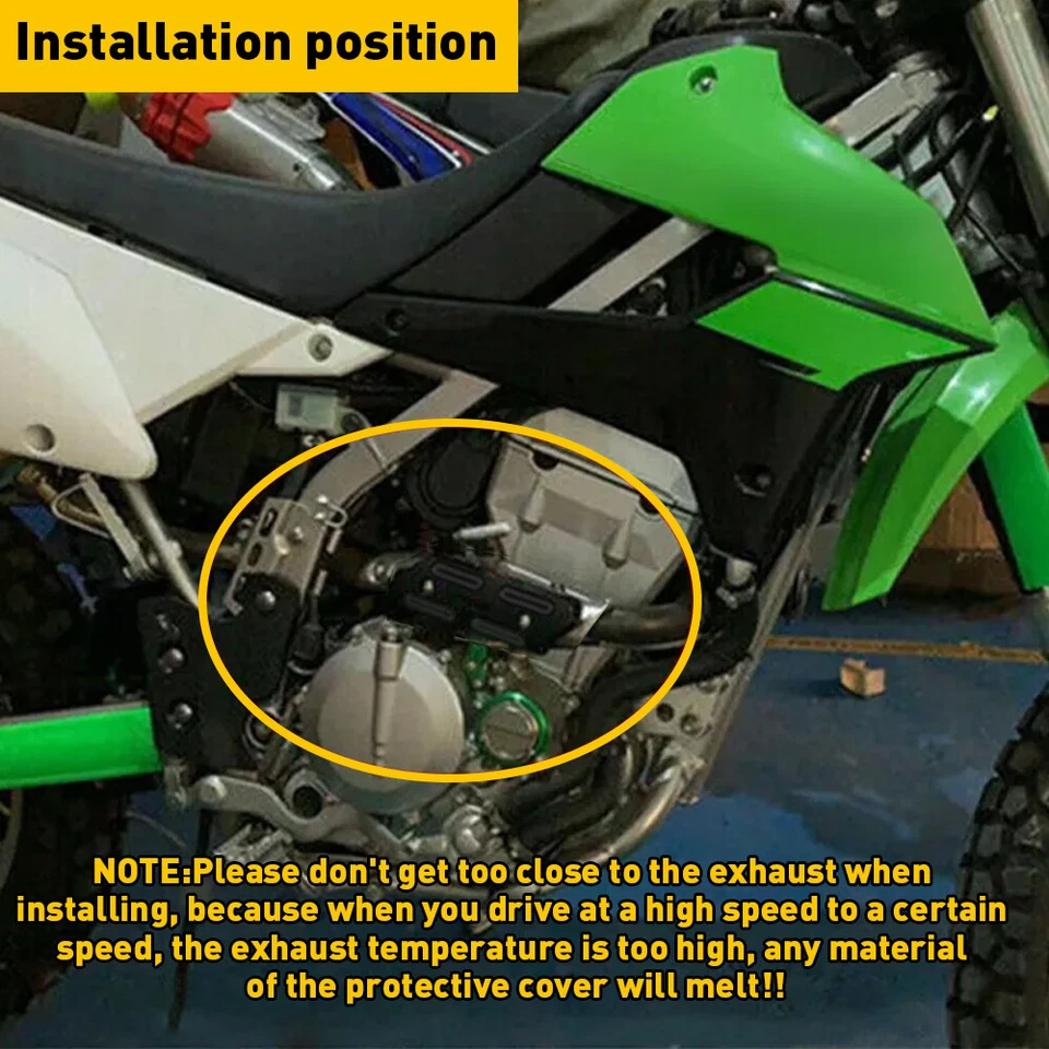 Pipe Heat Shield Carbon Fiber+Black For Kawasaki SUZUSI HONDA KTM BETA Husaberg — 第 2/4 张图片