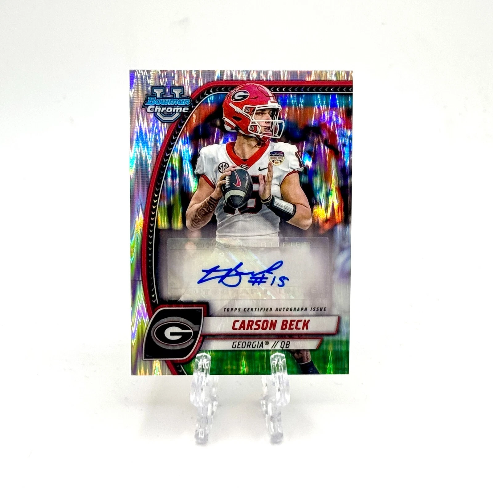 2024 Bowman Chrome University Carson Beck Stealth Refractor Auto #PA-CBE