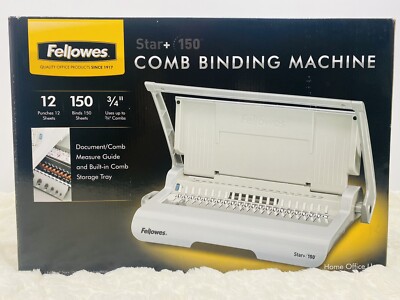Fellowes Comb Binding Machine CRC50065 Star+ 150 12 Punch Capacity 150 Bind