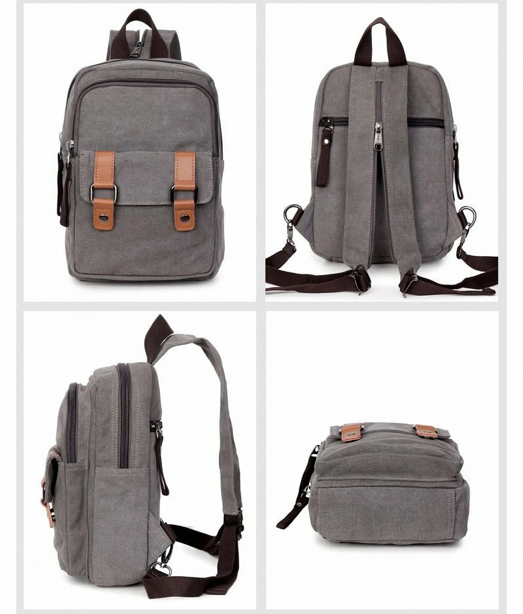 Men's Canvas Convertible Small Mini Backpack Rucksack Chest Pack Sling Bag  | eBay