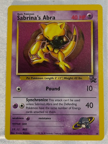 Pokemon Sabrina's Abra Black Star Promo #19 WOTC tcg Near-MINT Unplayed.