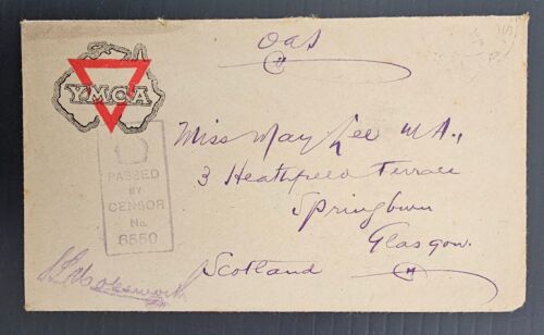 c. 1910s Australia Censor Concession YMCA Cover to Glasgow, Scotland - Bild 2 von 3