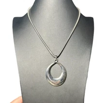 Alfani Rhodium Plated Silver Tone Large Pendant Oval Statement Adjust Necklace