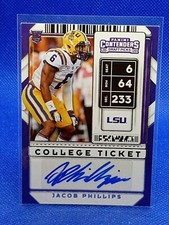 2020 Panini Contenders Draft Picks College Ticket Jacob Phillips Rookie Auto RC
