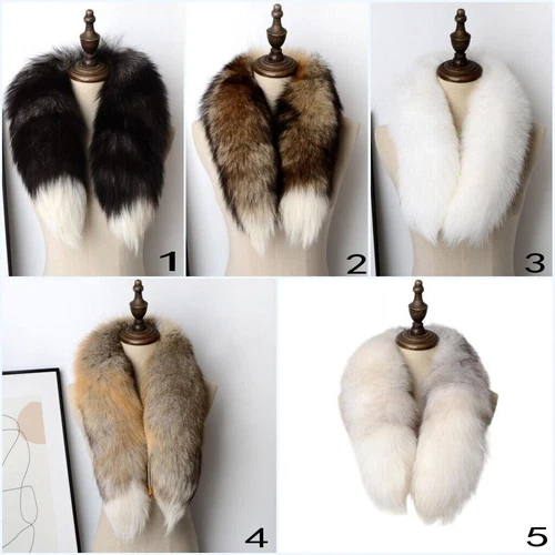 100% Echte Fuchspelz Echte Schal Kragen Schal Schals Wrap Stole Neck Warmer - Bild 7 von 22