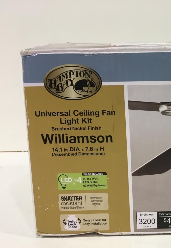Hampton Bay Williamson LED LIGHT KIT ONLY for ceiling fan Brushed