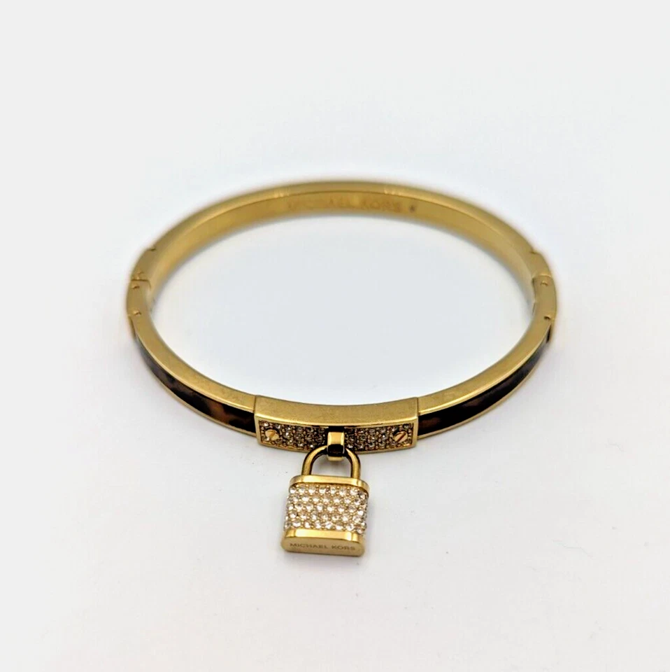 Brazalete Brazalete Michael Kors Tono Dorado Cáscara de Tortuga Cristal Pavimentado Foto 2 de 4