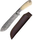 BucknBear Small Machete Fixed 6.5" Damascus Steel Full Tang Blade Bone Handle