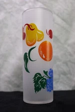 Vintage Federal Frosted Tom Collins Zombie Fruit Glass MCM 6.75 " Blue Grape