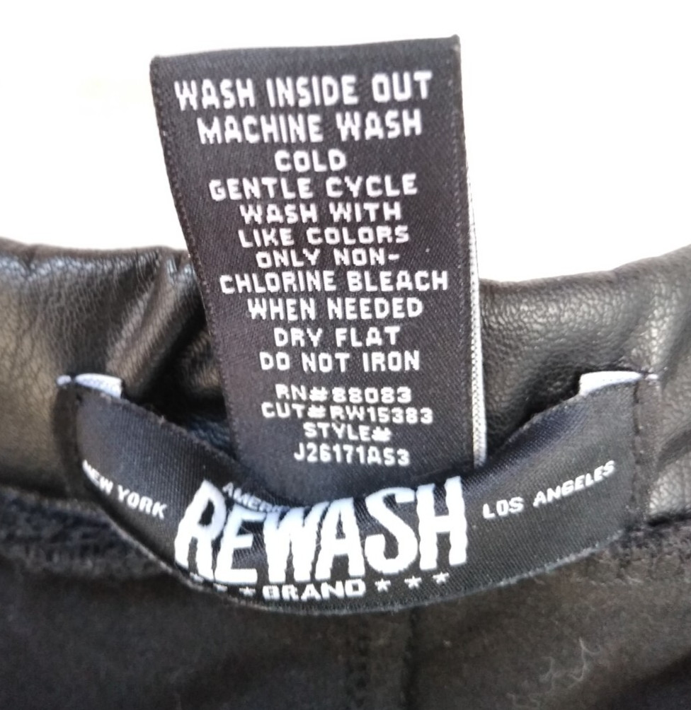 Women's Rewash Black Faux Leather Flare Pants Pull On SZ L