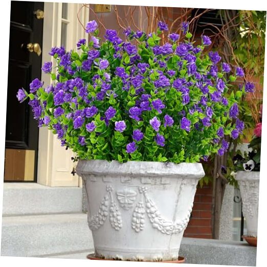 Artificial Flowers for Outdoors, 12 Bundles Artificial Plants & 12 Pack Purple