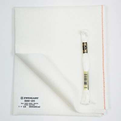 Zweigart Fabric 16ct Aida Pearl Opal white 3251-11