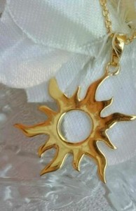 Authentic Women's Sterling Silver Sun Pendant Necklace With 18" Chain Yellow Gold Plated