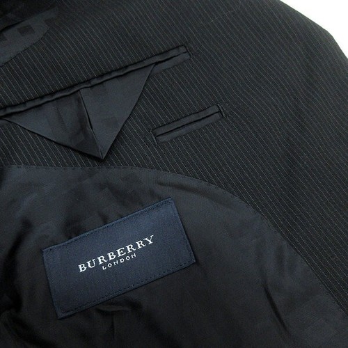 Burberry London Two-Button Suit Jacket Black 94-84-170 Men's 100% Wool Stripe - Picture 2 of 3