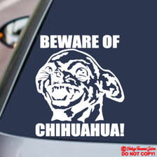 BEWARE OF CHIHUAHUA Vinyl Decal Sticker Car Window Bumper Mean Killer Dog Face
