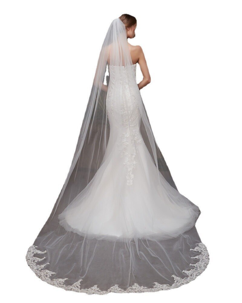 White ivory Cathedral Lace Edge Bridal Veil Wedding Accessories eBay