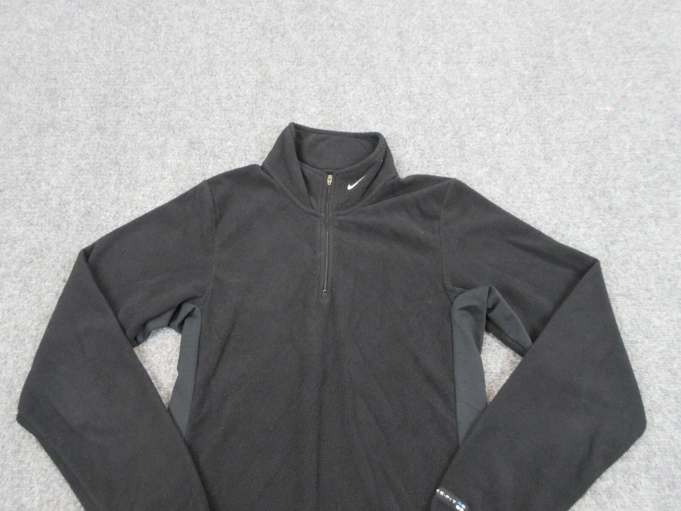 DE COLECCIÓN Suéter Nike Niñas Pequeño Negro Cuarto Cremallera Polar Exterior Swoosh Logo Foto 3 de 4