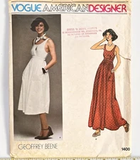 1970s Vtg Vogue American Designer 1408 Geoffrey Beene Summer Dress Size 8 UC FF