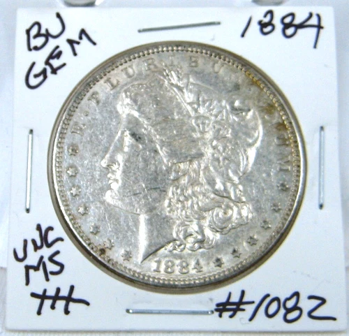 1884 MORGAN SILVER DOLLAR FROM ORIGINAL BANK BAG GEM BU US MINT #1082