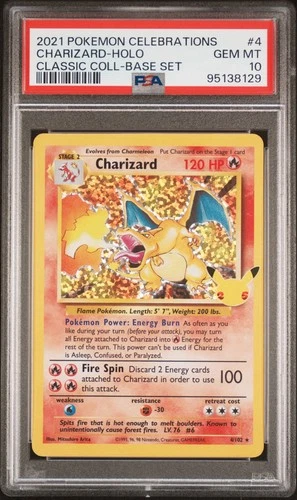 POKEMON CHARIZARD-HOLO 2021 CELEBRATIONS CLASSIC COL-BASE SET #4 PSA 10