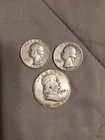 Two Quarters 1964 & 1946 90% Silver D Mint & One 1953 Half Dollar Coin Lot
