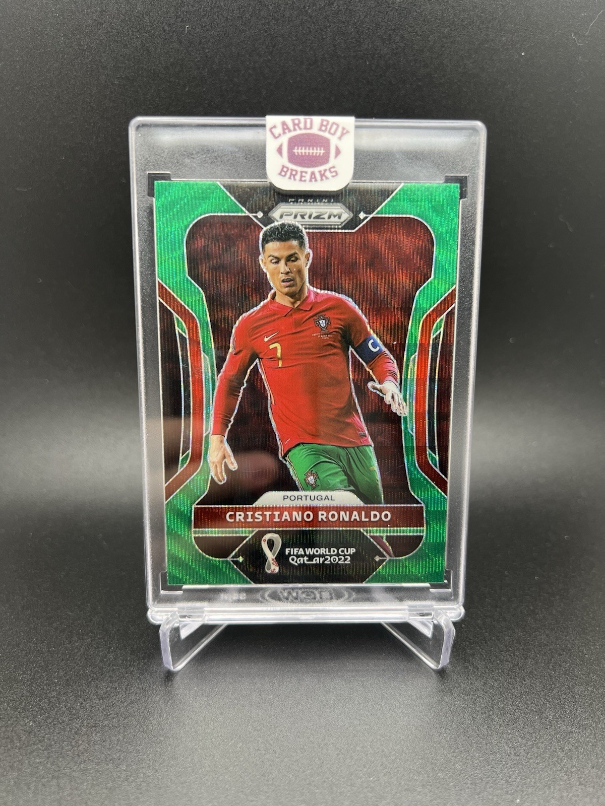 2022 Panini Prizm World Cup Qatar Green Wave Prizm Cristiano Ronaldo #175