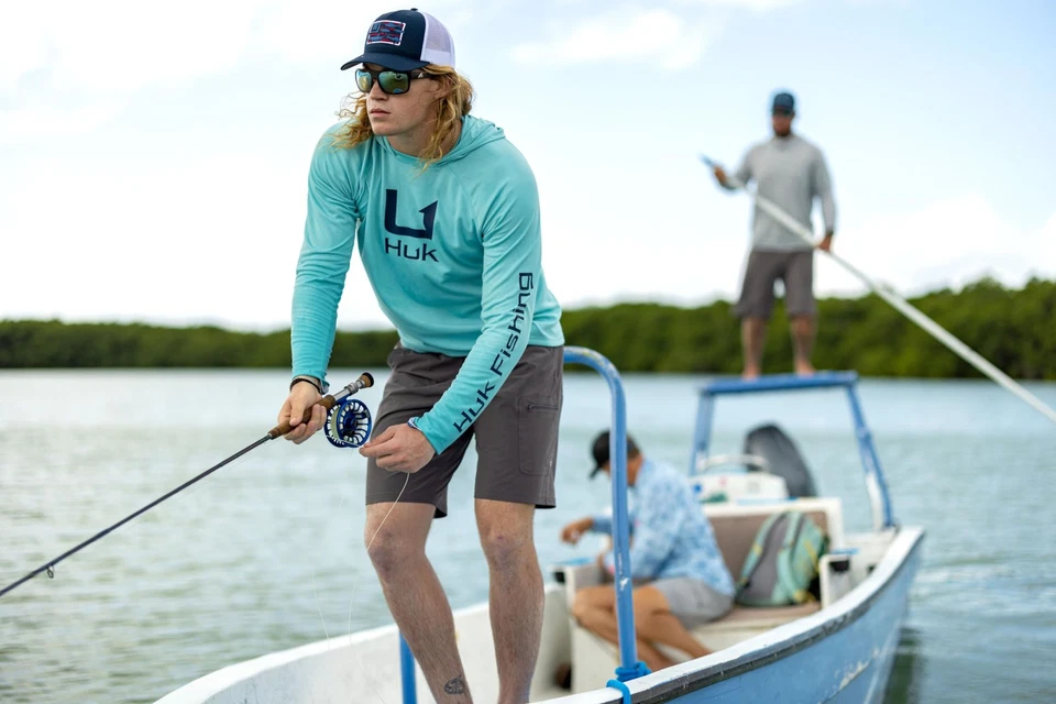 Men's Standard Icon X Hoodie, Fishing Shirt with Sun Protection, Marine Blue - Image 3 of 4