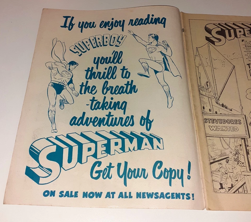 SUPER ADVENTURE COMIC no.43 UK 1954 Golden-Age Superman Batman ORIGINAL COVER VF - Image 2 of 4