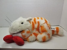 FAT CAT STEVEN SMITH 11 inch PLUSH ORANGE TABBY with RED BOW TIE  VINTAGE