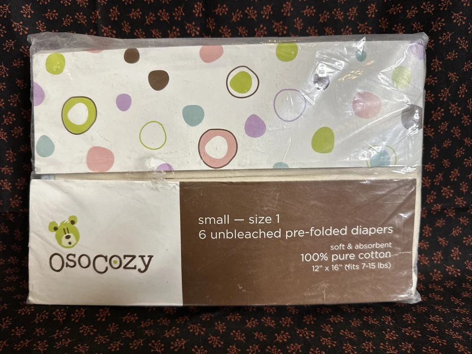 OsoCozy Size 1 Quantity 6, 7-15 LBs 100% Cotton Unbleached Pre-Folded Diapers - Image 4 of 4