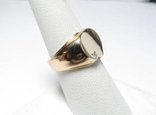 UNGEWÖHNLICHER GEFORMTER 10K MASSIVER GOLD SIEGELRING MIT NATÜRLICHEM DIAMANTEN