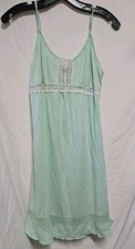 Y2K Victoria's Secret Angels Slip Dress Sz M Green White Lace Nightie Babydoll