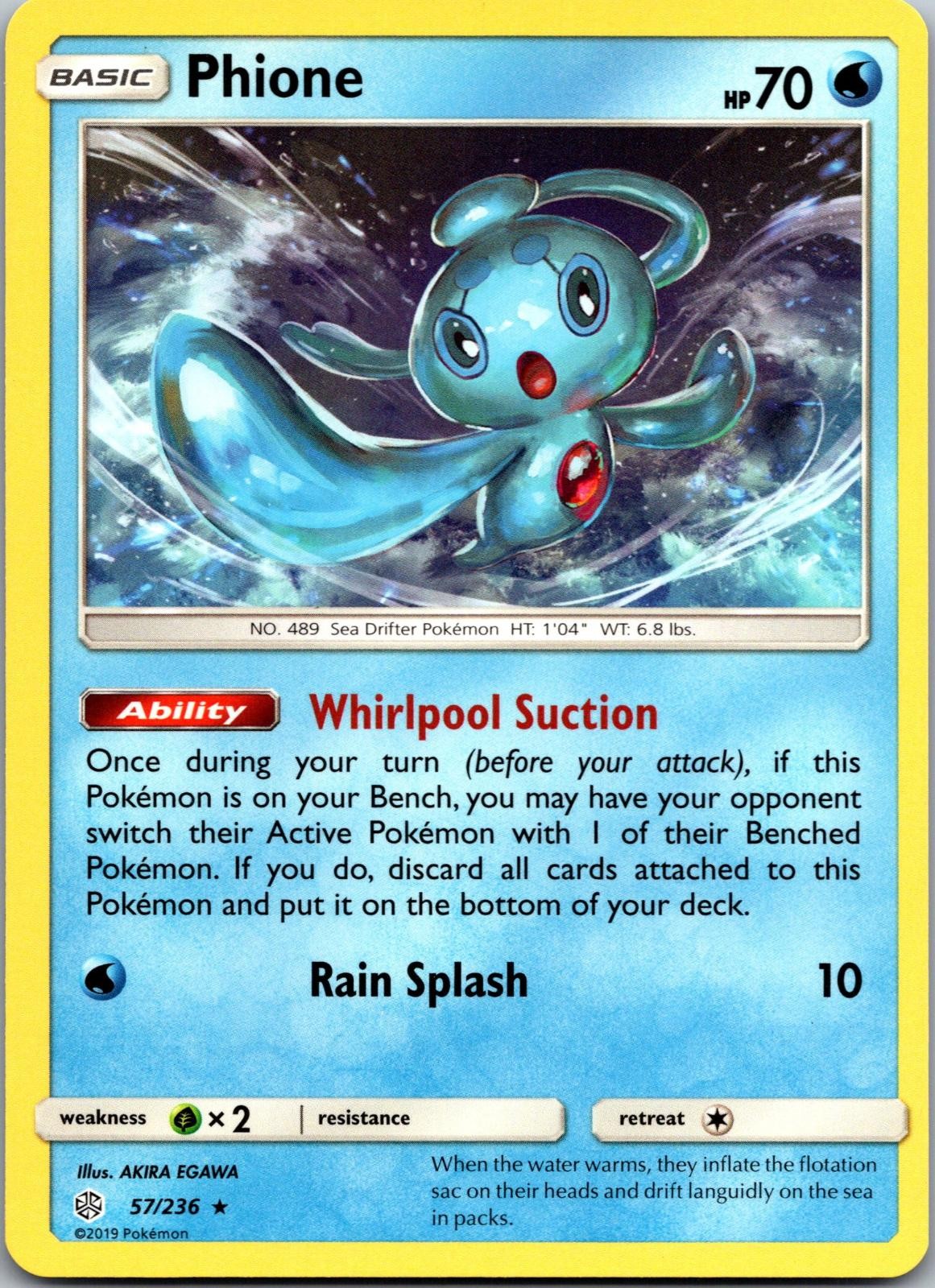 Phione 57/236 Rare Cosmic Eclipse Pokemon Near Mint