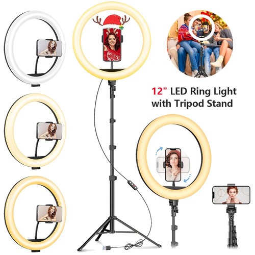 12" LED Ring Light with Stand for YouTube Tiktok Makeup Video Live Phone Selfie