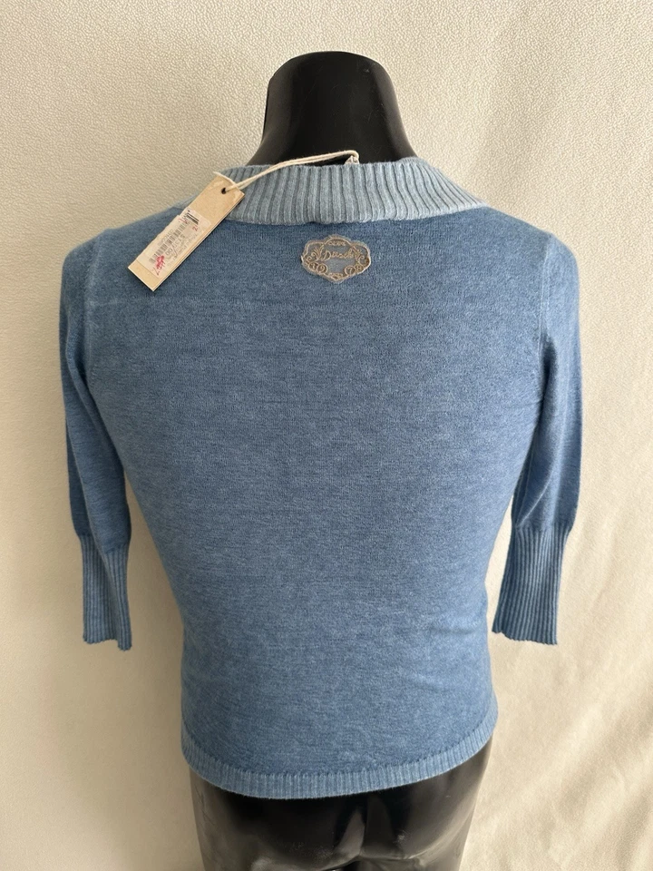 Suéter Diesel Mejjio Para Mujer Pequeño Azul Cuello en V Manga 3/4 Pullover Nuevo con Etiquetas $139 Foto 4 de 4