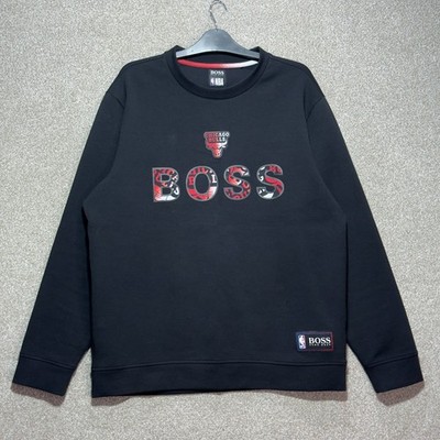 Hugo Boss NBA Chicago Bulls Jumper Mens XL Black Logo Crewneck Sweatshirt