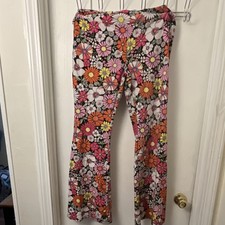 No Boundaries Floral Elastic Waist Stretch Pants Multicolor Polyester Women