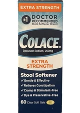 Colace Extra Strength  Stool Softener 250 mg 60 Soft Gels Exp 06/2026 FREE SHIP