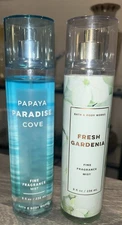 Bath & Body Works Papaya Paradise Cove & Fresh Gardenia Mist 8 Fl Oz Lot Of 2