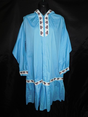 Vtg Alaska Native Eskimo Kuspuk XL 1X Blue Thunderbird Trim Tunic Shirt Dress