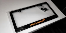 Orange Premium McLaren Carbon Fiber License Plate Frame 100% Carbon Fiber